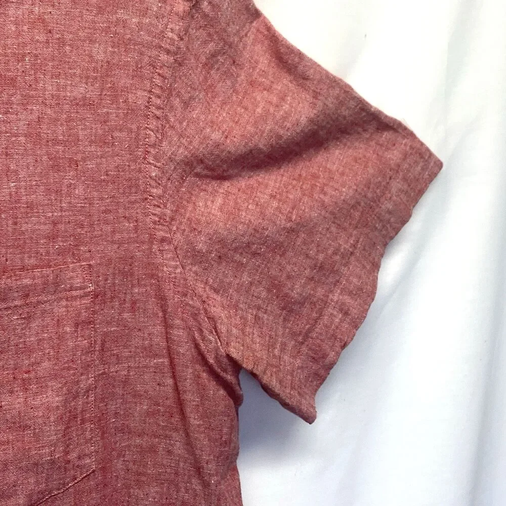 Banana Republic Men’s XL Linen Cotton Blend Short Sleeve Shirt Red Point Collar